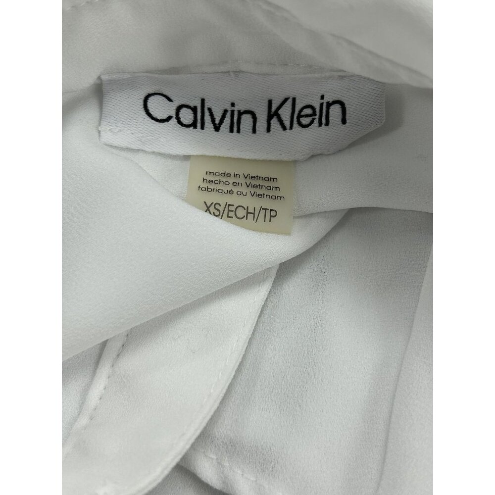 Calvin Klein White Ruffled Button-Down Blouse XS - Picture 11 of 12